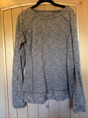 lululemon athletica Gray,White  and Black Stripe Crew Neck Pullover